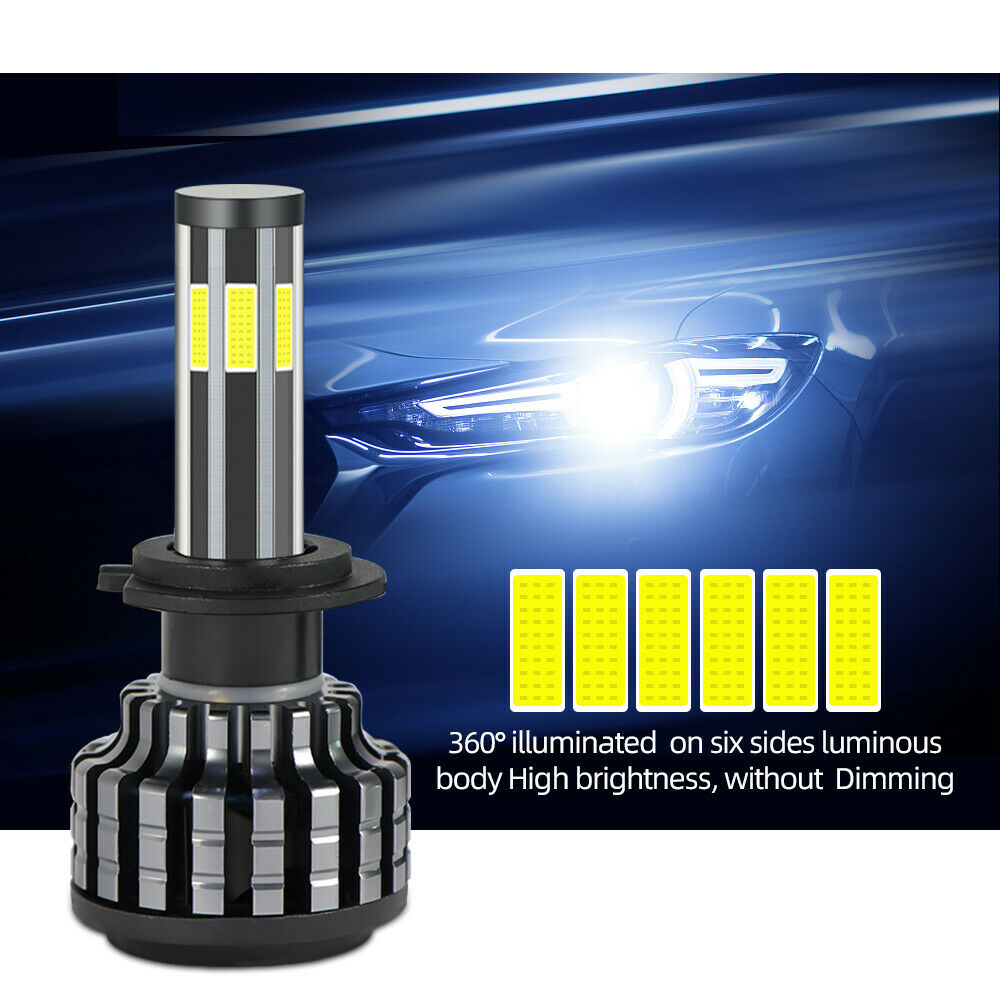 2X Auto H8 H9 H11 6-sides Led Headlights Headlamps 90W/Set 16000LM 6000K White