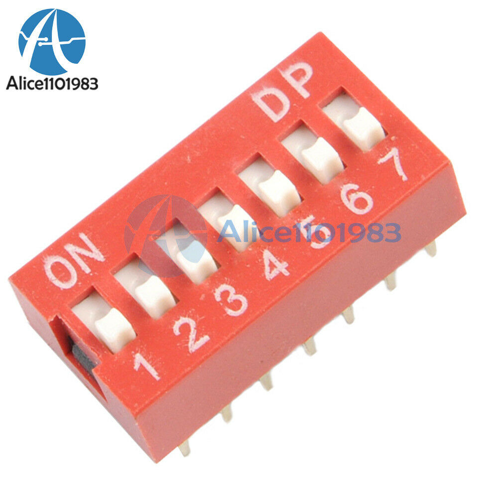 5PCS Red 2.54mm Pitch 7-Bit 7-Positions Way Slide Type DIP Switch Module