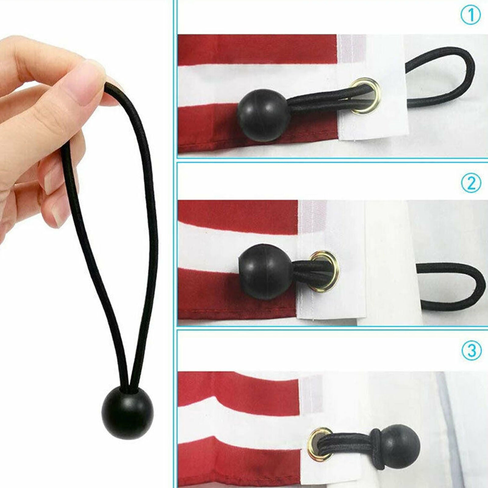 10Pcs Set 5 Reusable Tent Tarp Tarpaulin Clip Clamp Buckle 5 Bungee Cord Heavy
