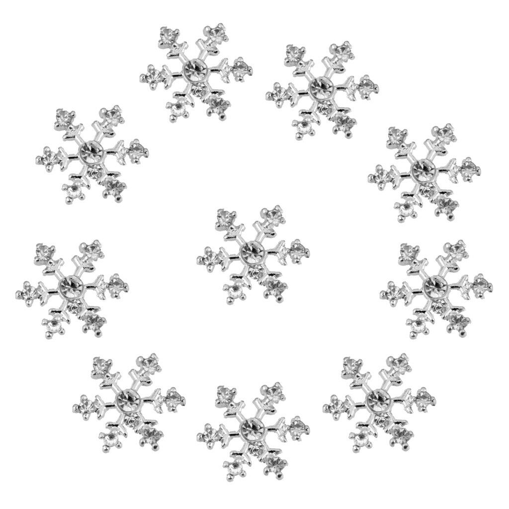 50x Crystal Snowflake Flatback Wedding Invitation Embellishment Buttons DIY 14mm