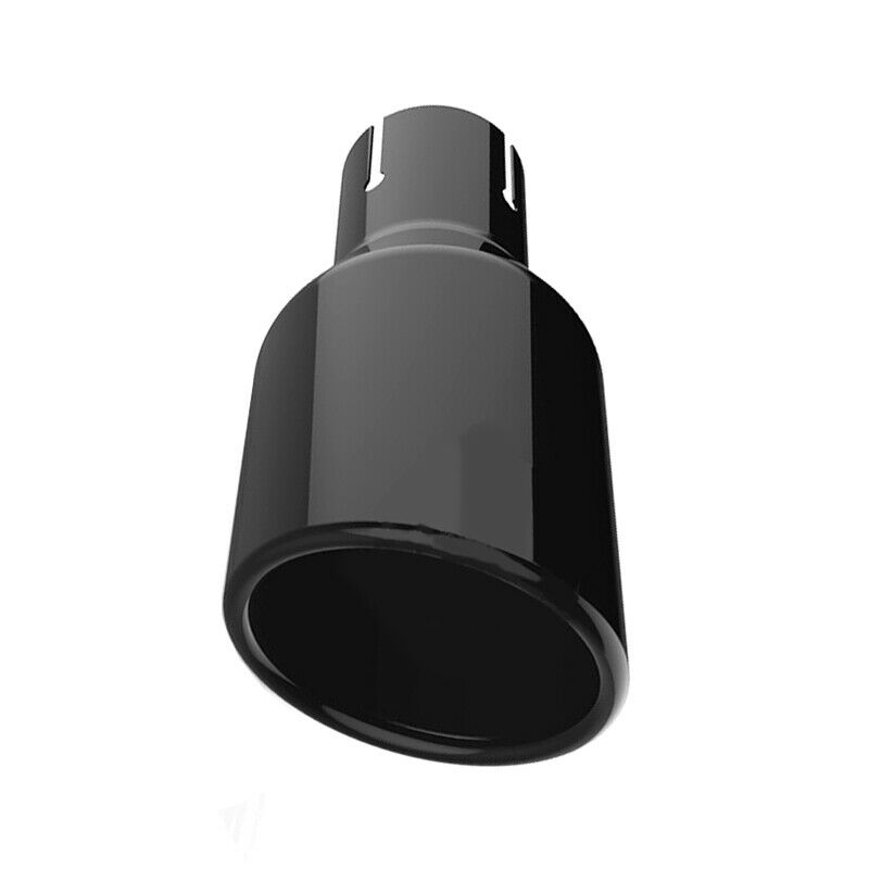 1PCS Stainless Black Car SUV Exhaust Tip Round Muffler Pipe w/ 60-63mm Clamp on