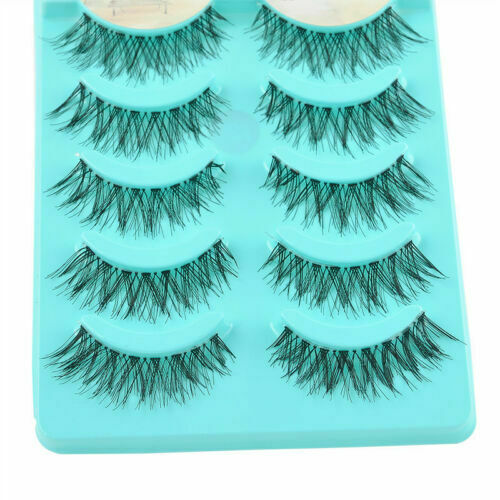 5Pair Natural Long Eye Lashes Handmade Messy Cross False Eyelashes Makeup Black