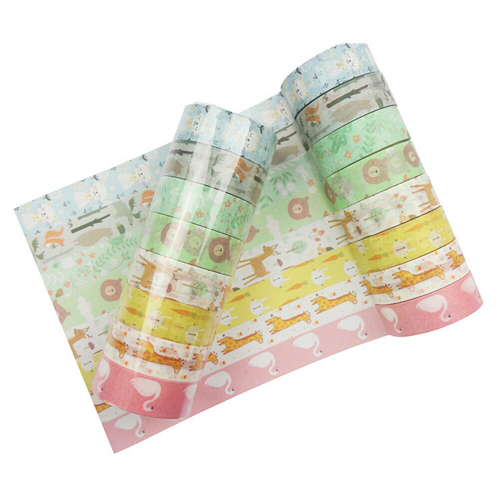 8 Rolls Cute Animal Pattern Washi Paper Tape Stickers Scrapbooking Planner DIY