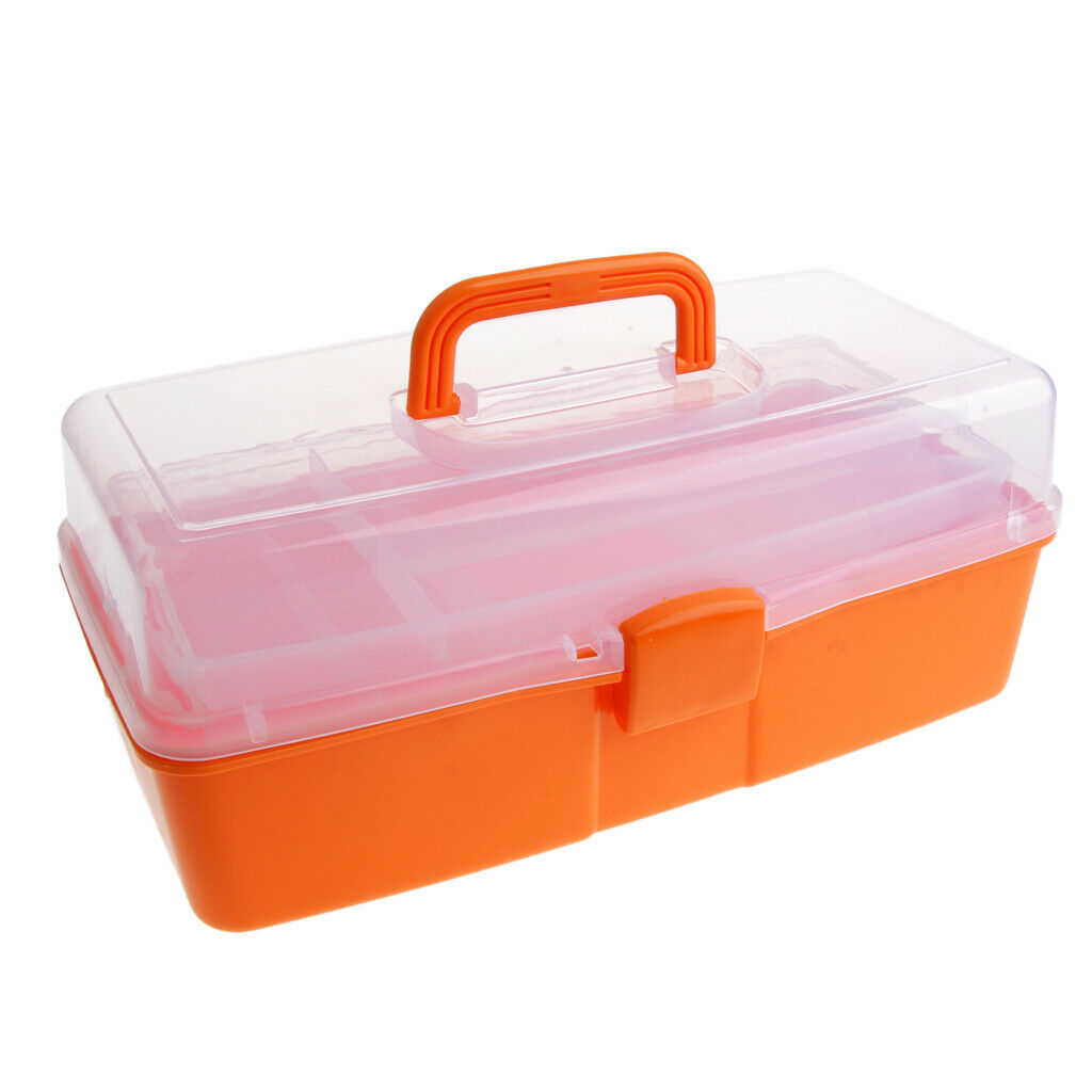 3 Tier Large Plastic Storage Box Case Nail Art Craft Makeup Organizer Orange