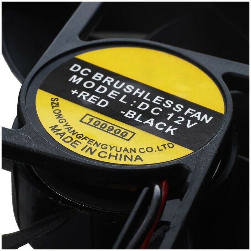 Black Plastic Square 9025 90 x 90 x 25mm DC 12V 0.25A Cooler Fan K9X8X8