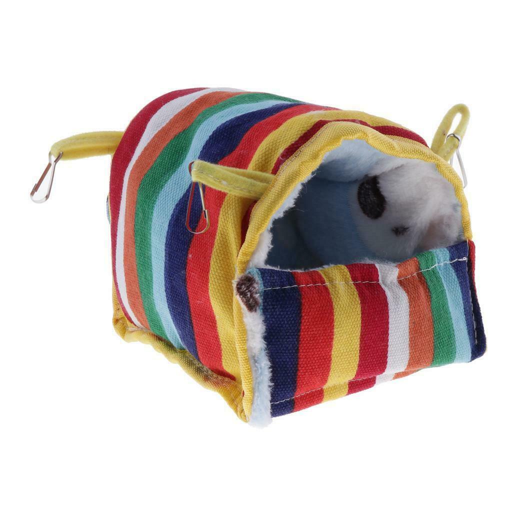 Set of 2 Cloth Hamster Sleeping Nest Warm Cage Ribbon Pattern Indoor Outdoor