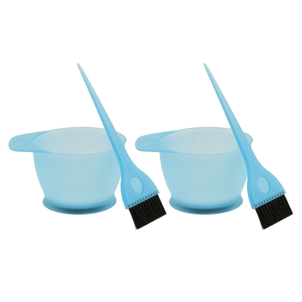 Salon Hairdressing Hair Colouring Brush Bowl Color Dye Set - 2 Sets Blue
