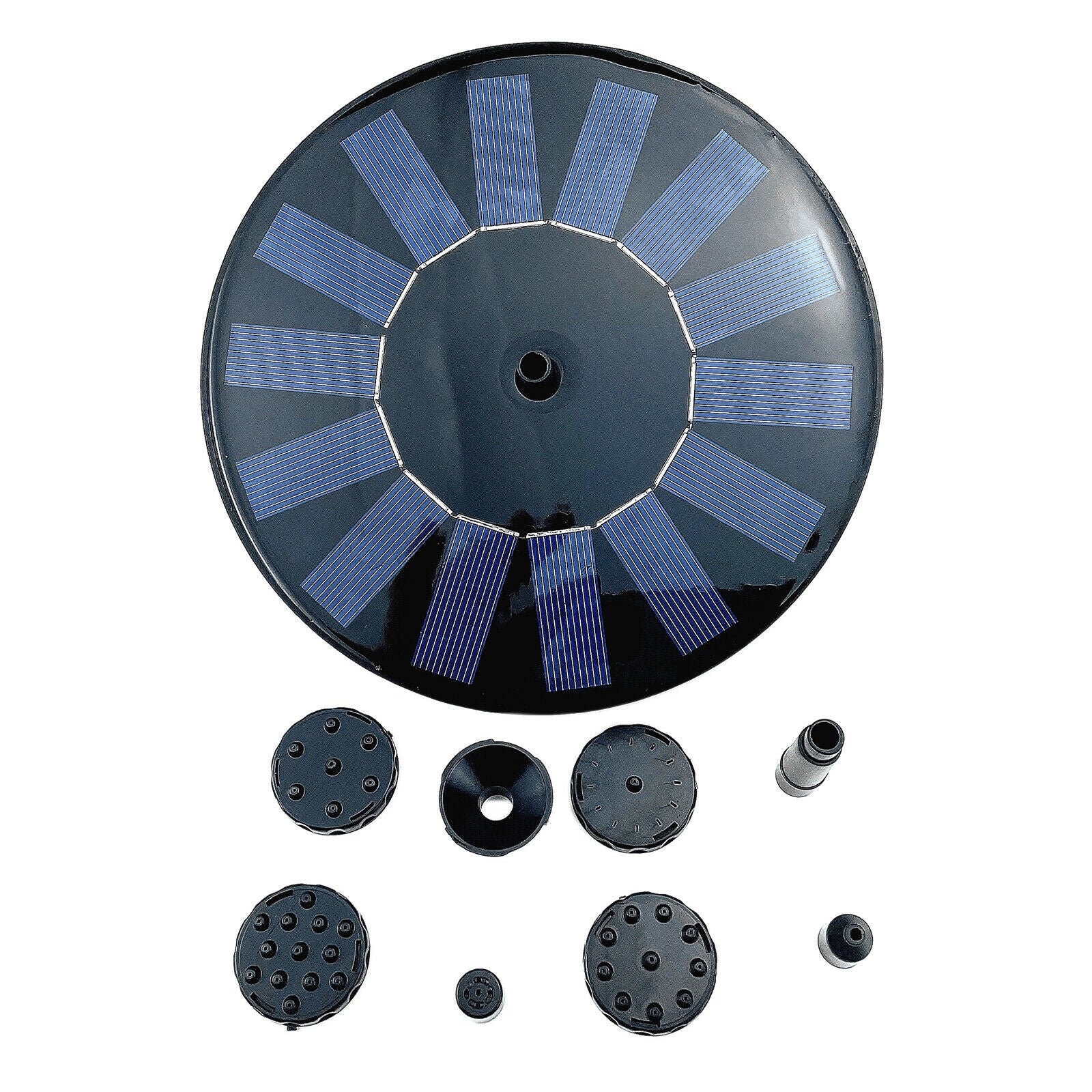 Solar Power Water Fountain Pump 1.7W with 6 Nozzles Outdoor Pond Patio