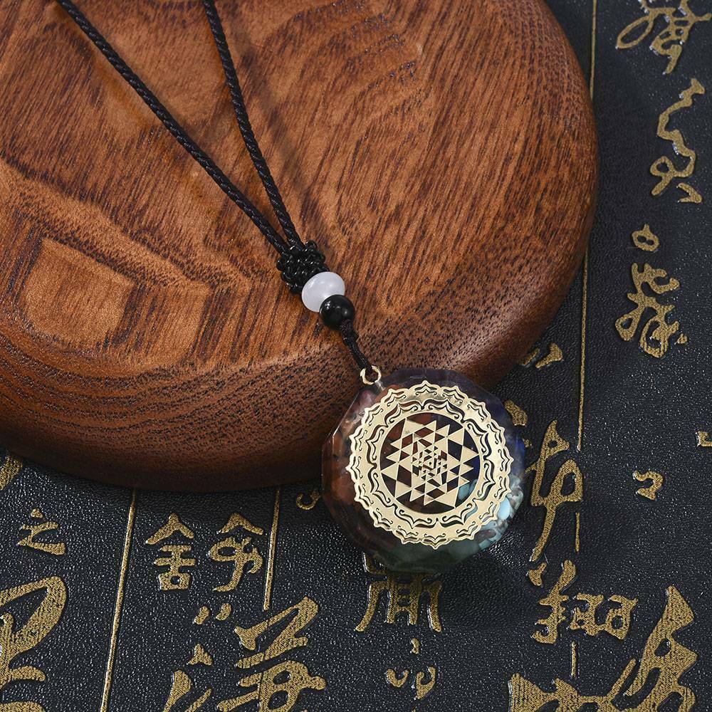 7 Chakra Energy Necklace Orgonite Pendant Sri Yantra Pendant Necklace Sacred