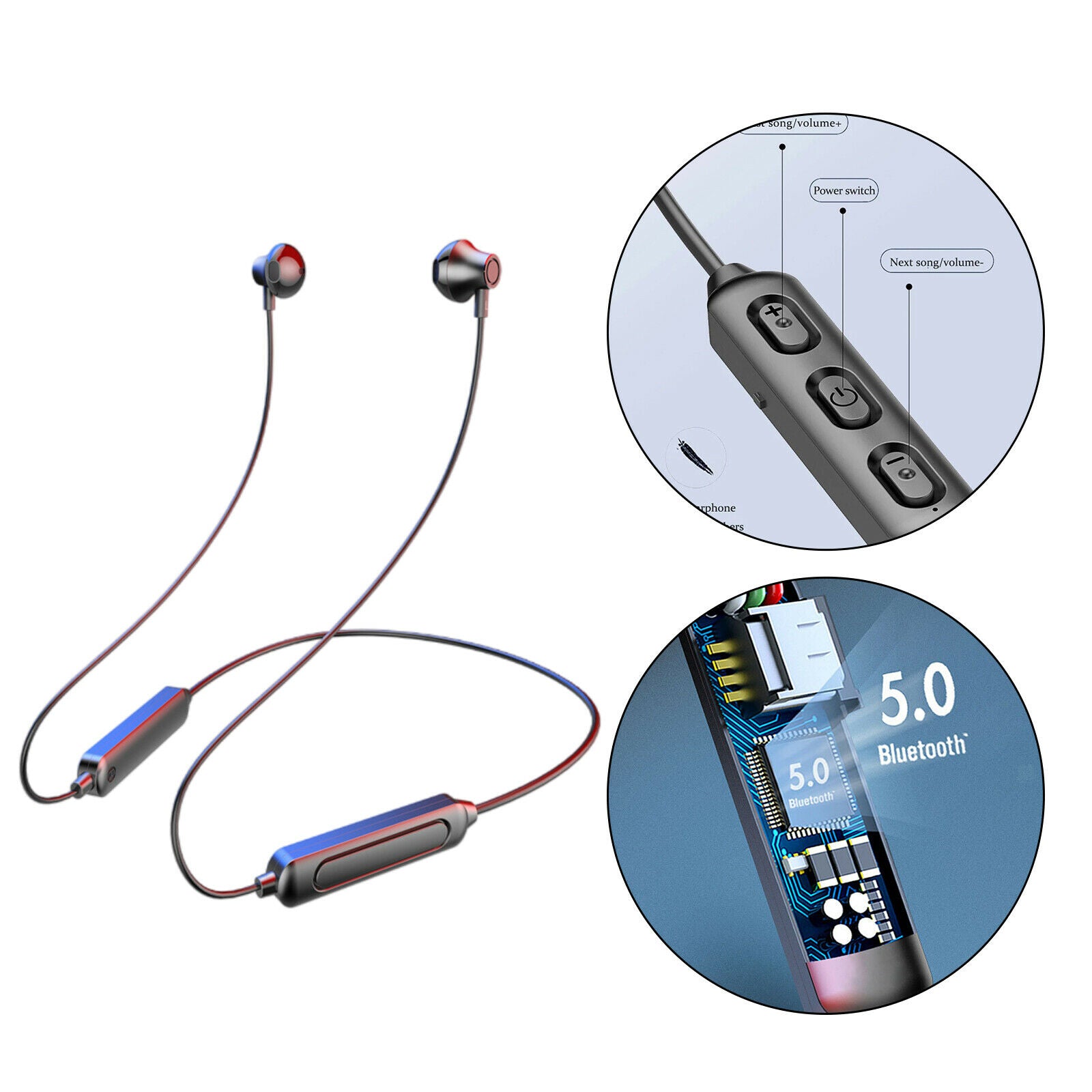 Bluetooth 5.0 Neckband Headset Stereo with Mic for Mobile Phone Video Game