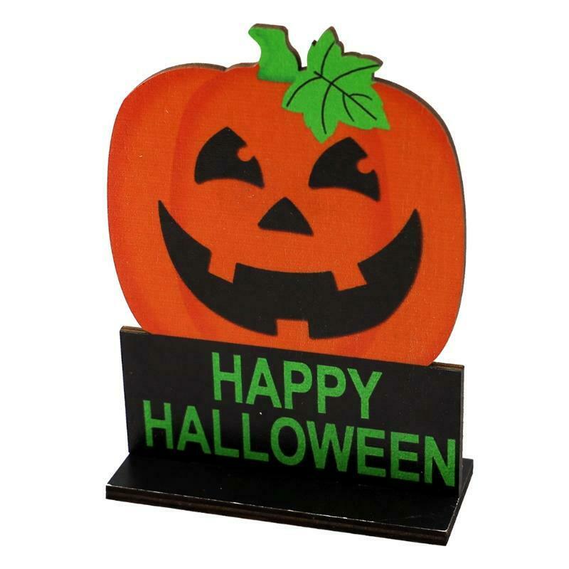 Happy Halloween Pumpkin Wooden Desktop Ornaments Creative Decor for Home Indoor