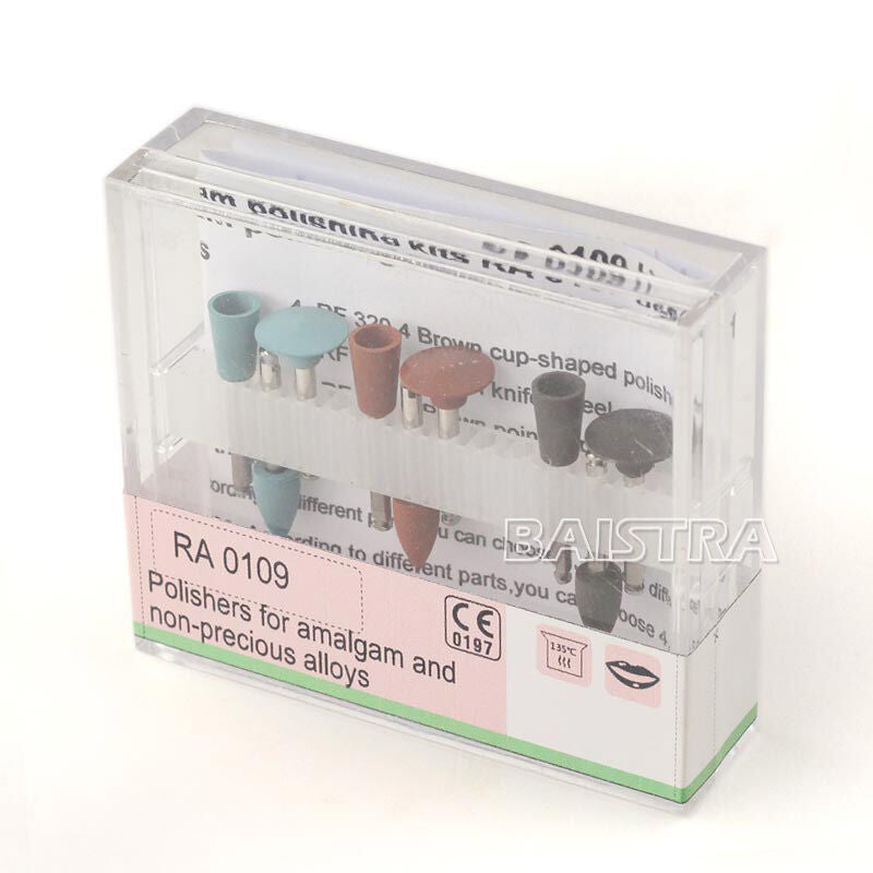 10X Dental Lab Diamond Assorted Polishing Burs Kit Amalgam Silicone Cups RA0109