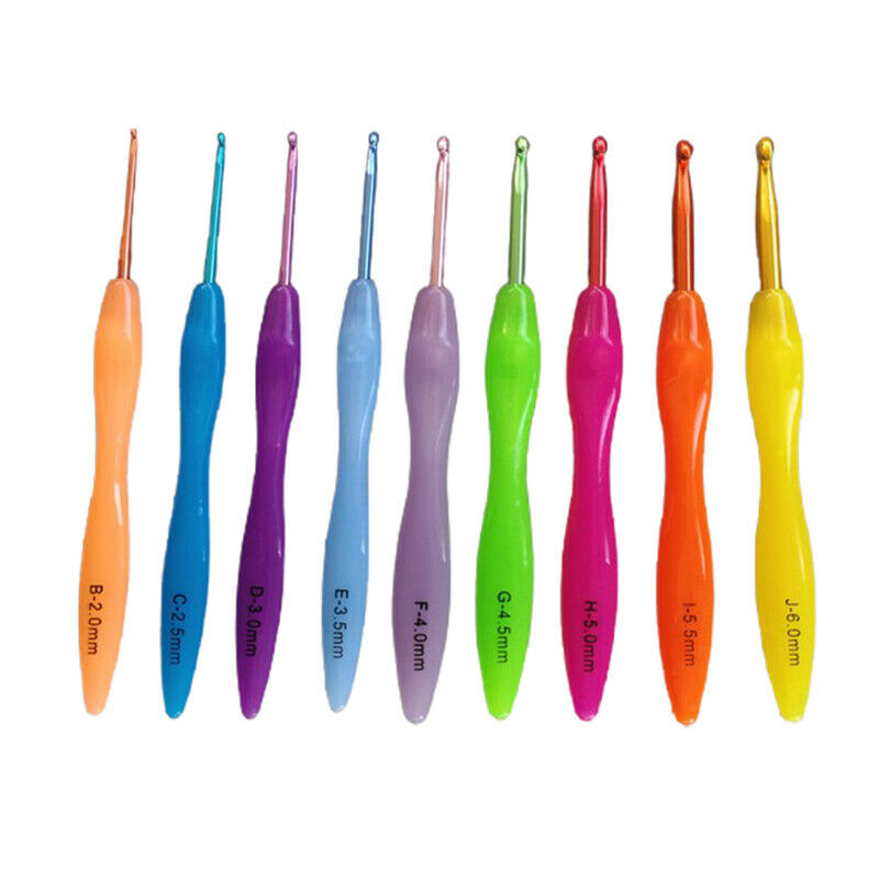 2.0-6.0mm 9Pcs Aluminum Hook Crochet hooks Template Kit TPR Knitting Need.l8