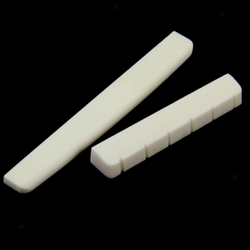 2x Buffalo Bone Saddle Bridge Nut Bridge Set for Classical Guitars