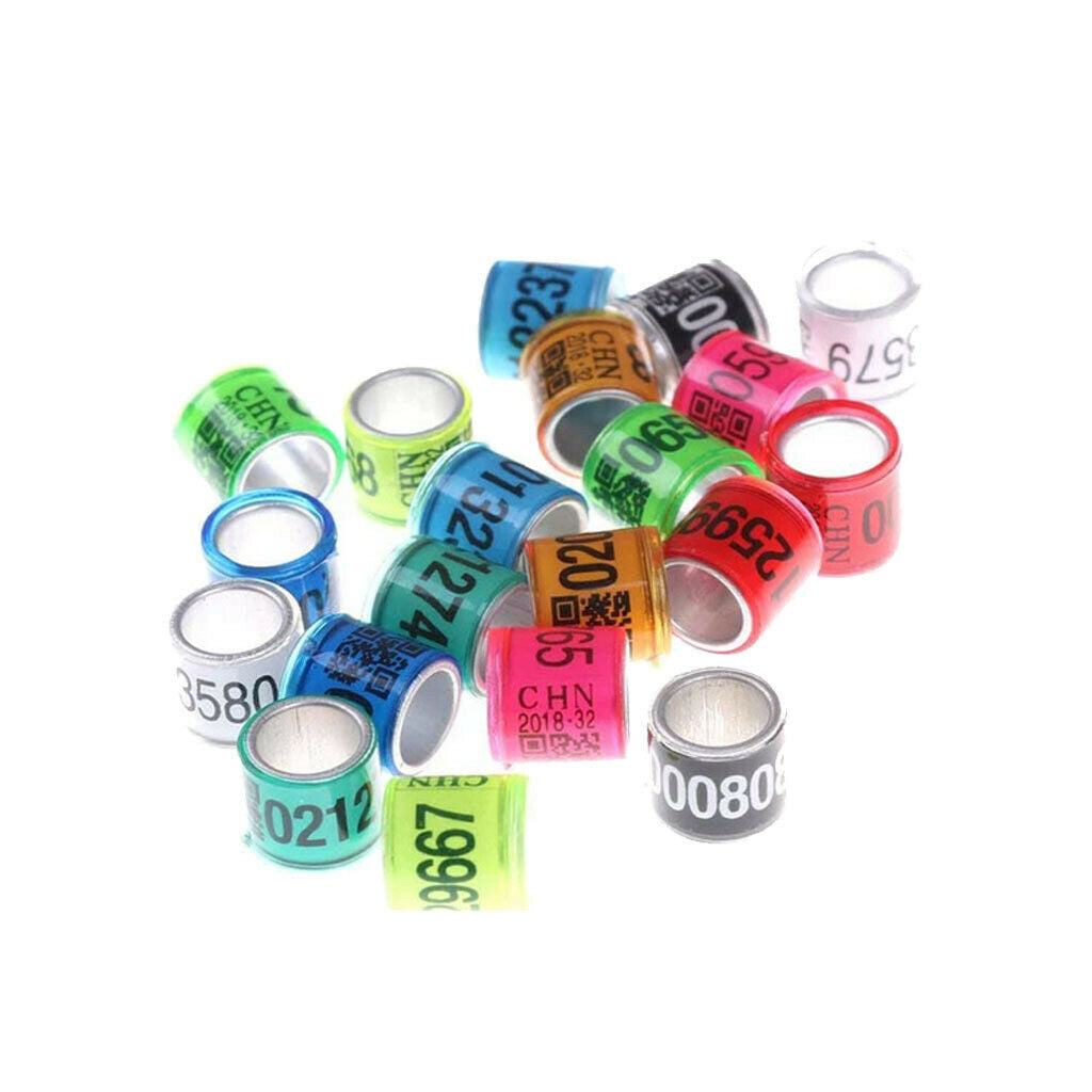 100Pcs Aluminium Dove Racing Pigeon Foot Rings 8mm for Poultry Multicolor