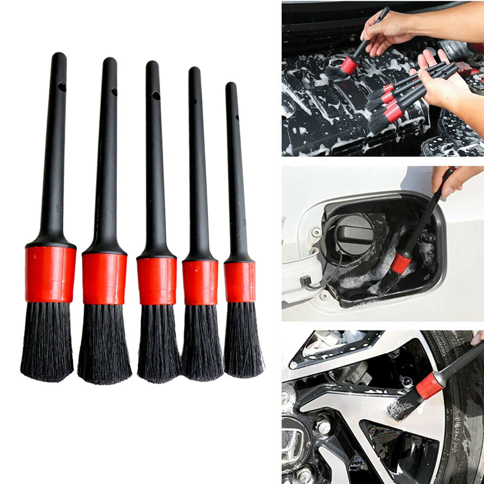 5PCS Car Detailing Brush Kit Auto for Wheel Detail Clean Brush Scratch-Free