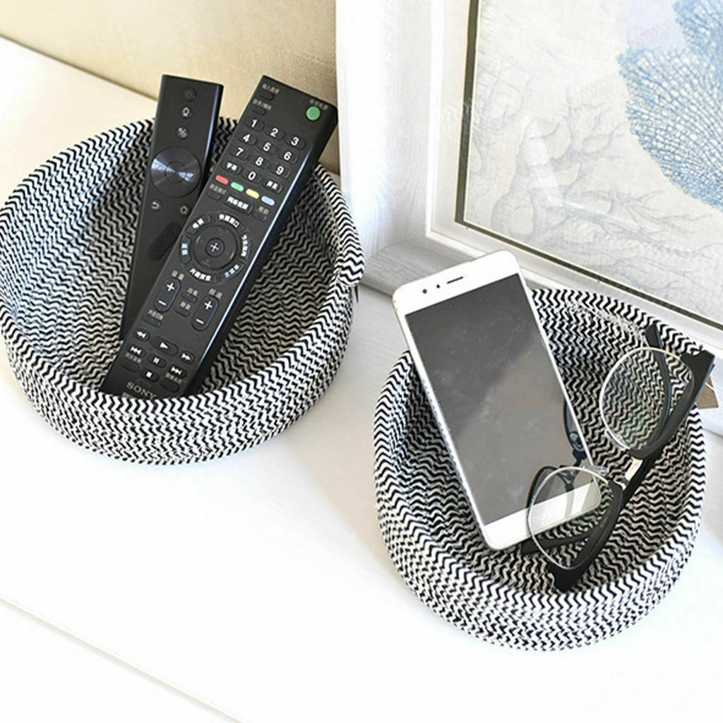 2 Pieces Round Small Woven Baskets Set for Vegetable Bathroom Color Mixing