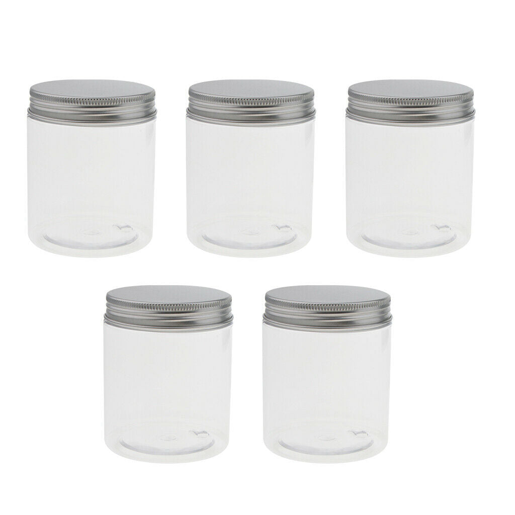 MagiDeal 5pcs 250ML Clear Plastic Pot Glass Container Bottle For