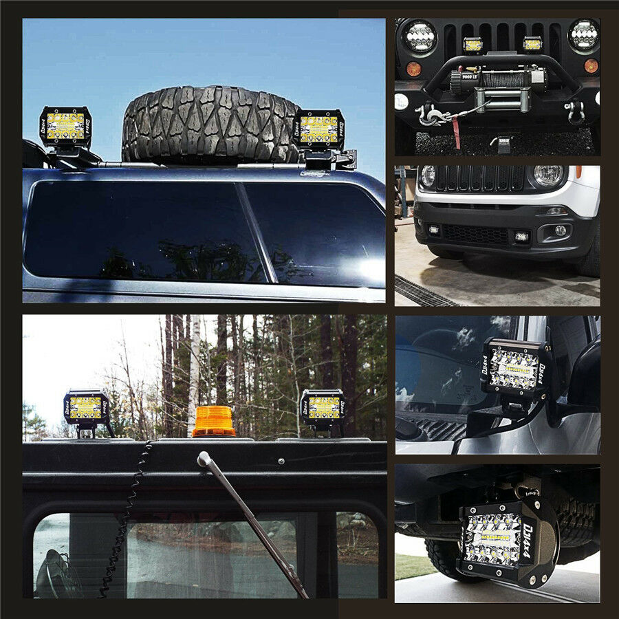 2 Pcs Car Truck 200W 20LEDs Spot Flood Work Driving Fog Light Bar with Bracket