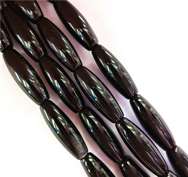 1 Strand 30x10mm Black Agate Olive Loose Beads DIY Jewelry Making 15.5" HH8525