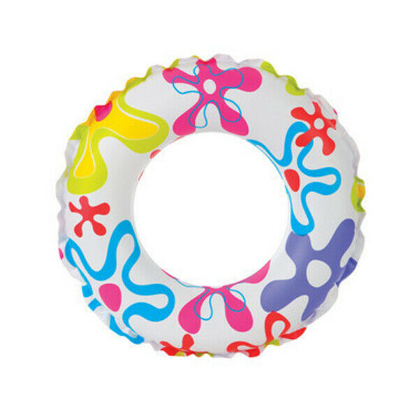 Inflatable Swim Ring Tube Pool Float Colorful Flowers