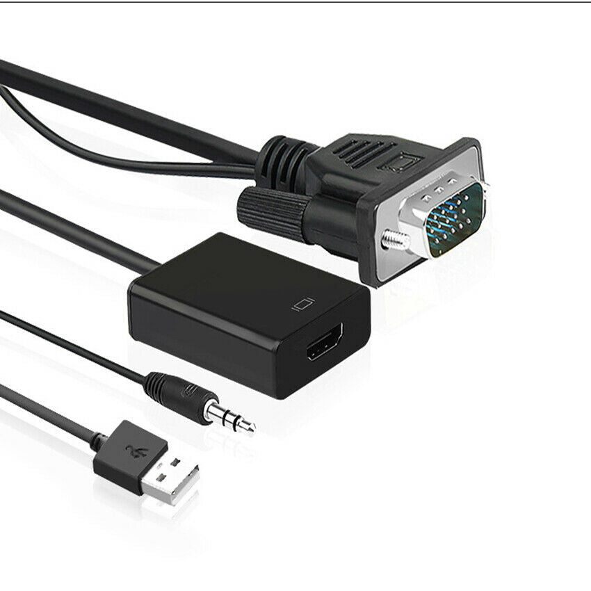 VGA To HDMI Converter 1080P HD Adapter With Audio Cable For HDTV PC Laptop