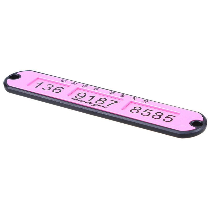 Pink Temporary Car Parking Card phone Number Plate Suction Cup