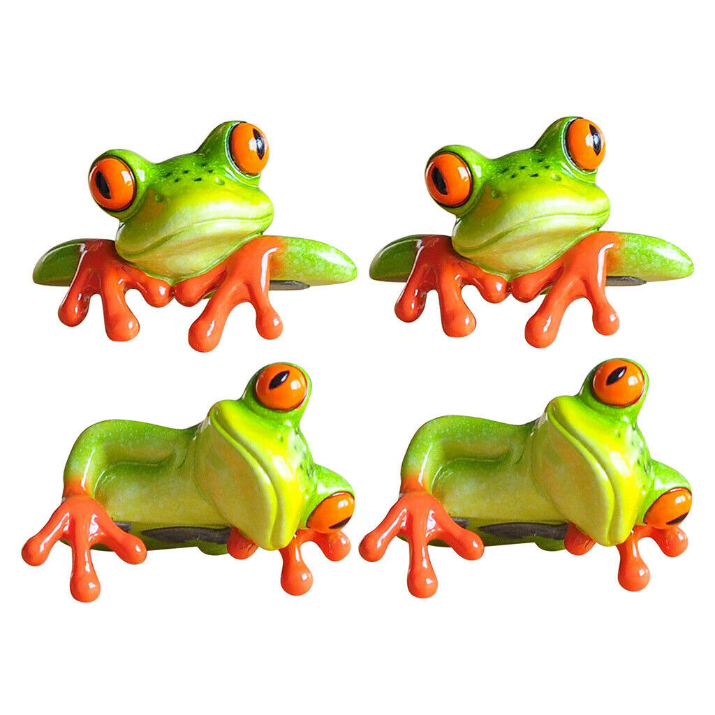 4pcs Modern Creative Frog Statues Car Office Decor Ornament Laptop Monitor