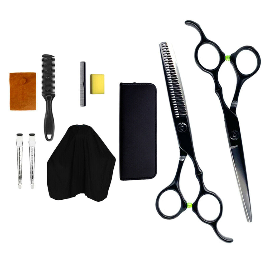 10pcs 6.0'' Salon Hair Cutting Scissors Styling Tool Barber Hair Shears Set
