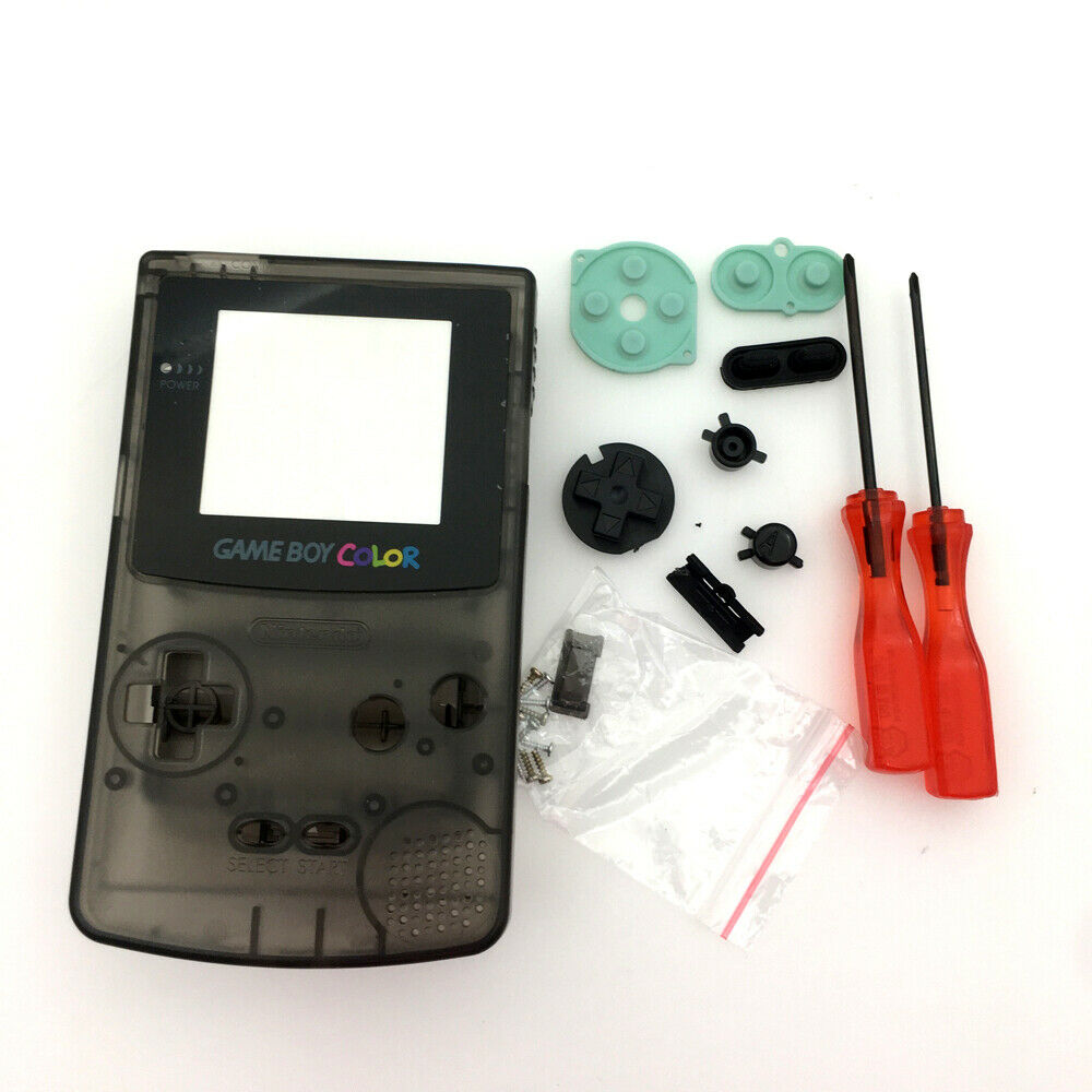Frontlit Frontlight+Clear black full Housing Shell Kits for Game Boy Color GBC