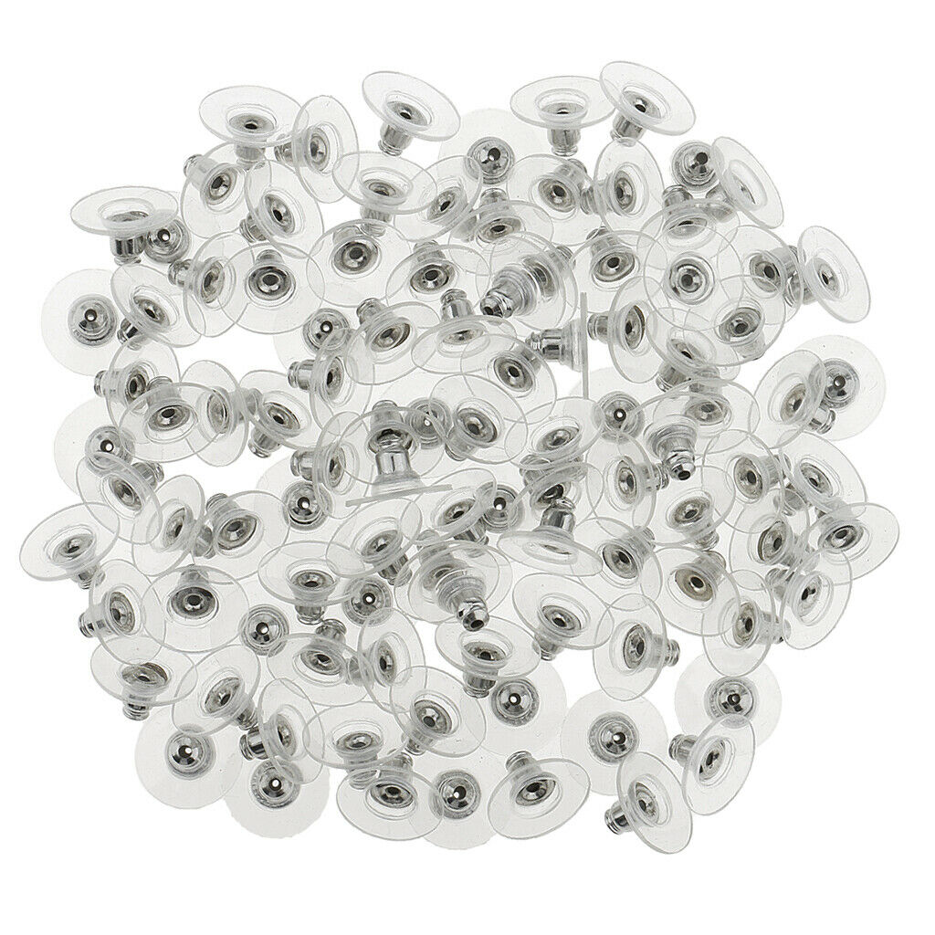 100Pcs Clear Earring Backs Stoppers Ear Post Nuts Jewelry Making Findings