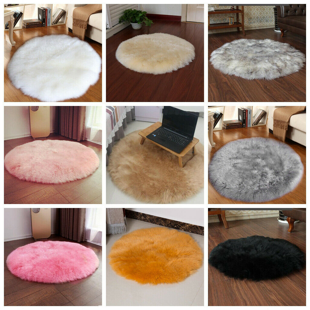 3pcs Artificial Sheepskin Car Seat Pads 12inch Round Pad Fleece Floor Mats