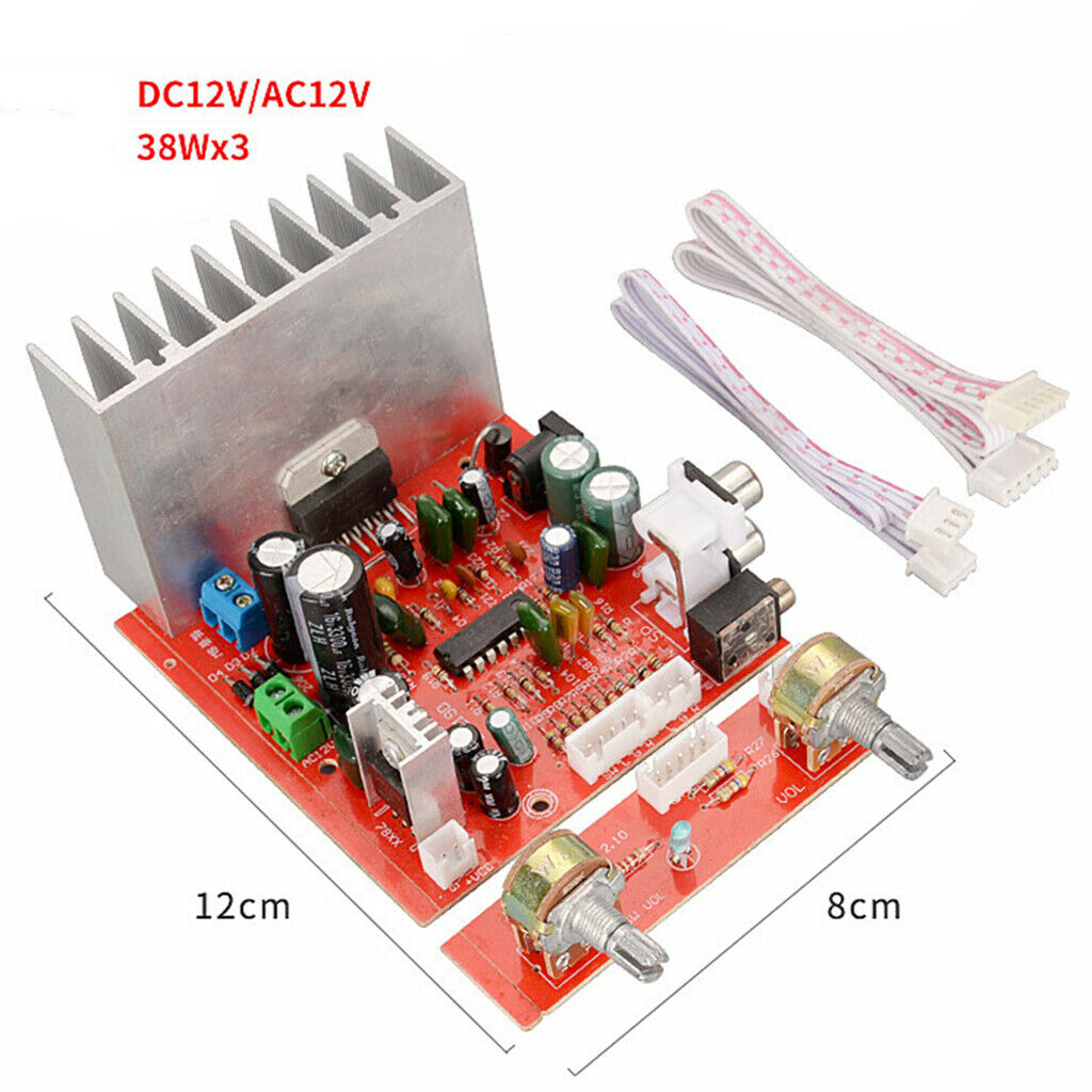 Set of 1 7377PRO DC 12V 2.1 Channel Subwoofer Audio Amplifier 38W Board â€‹