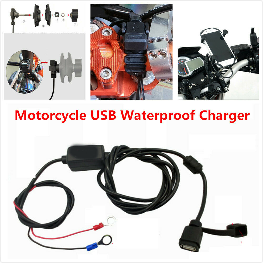 Motorcycle Single USB Waterproof Charger Phone Charging Cable Accessories 5V3.4A