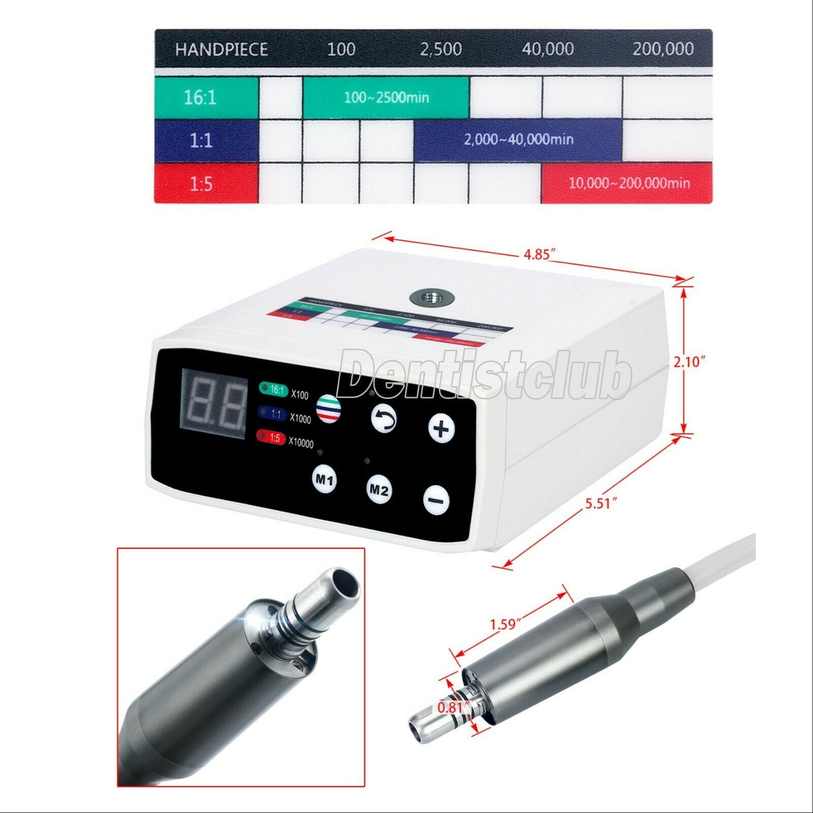 Dental LED Electric Brushless Micro Motor 1:1/16:1/1:5 Internal Spray fit NSK