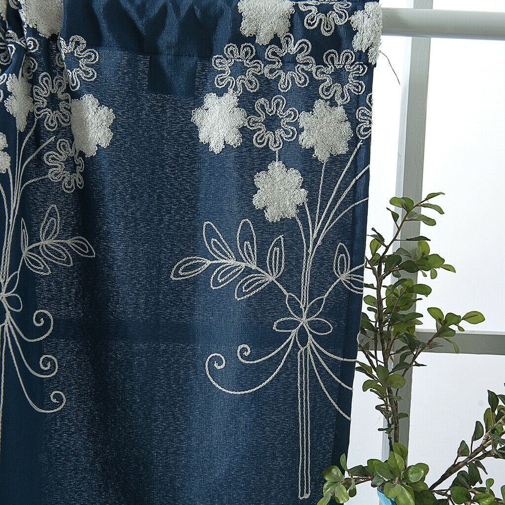 2Piece 74x61cm Floral Blackout Half Short Curtains Panels Rod Pocket Semi-Sheer