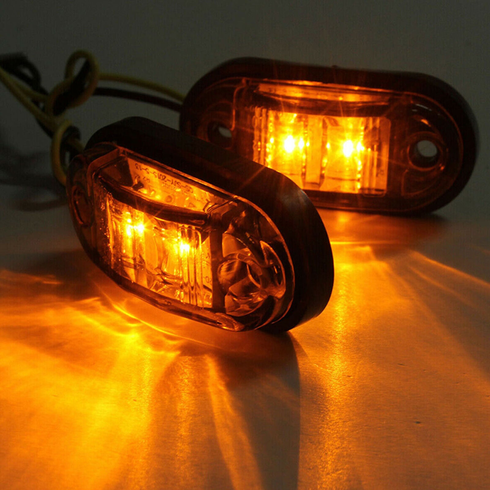 5x Amber+5x Red LED Car Truck Trailer RV Oval 2.5" Side Clearance Marker Lights