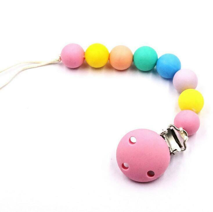 Colorful Food grade Silicone Beads Baby Pacifier clip Holder Baby Nipple Feeding