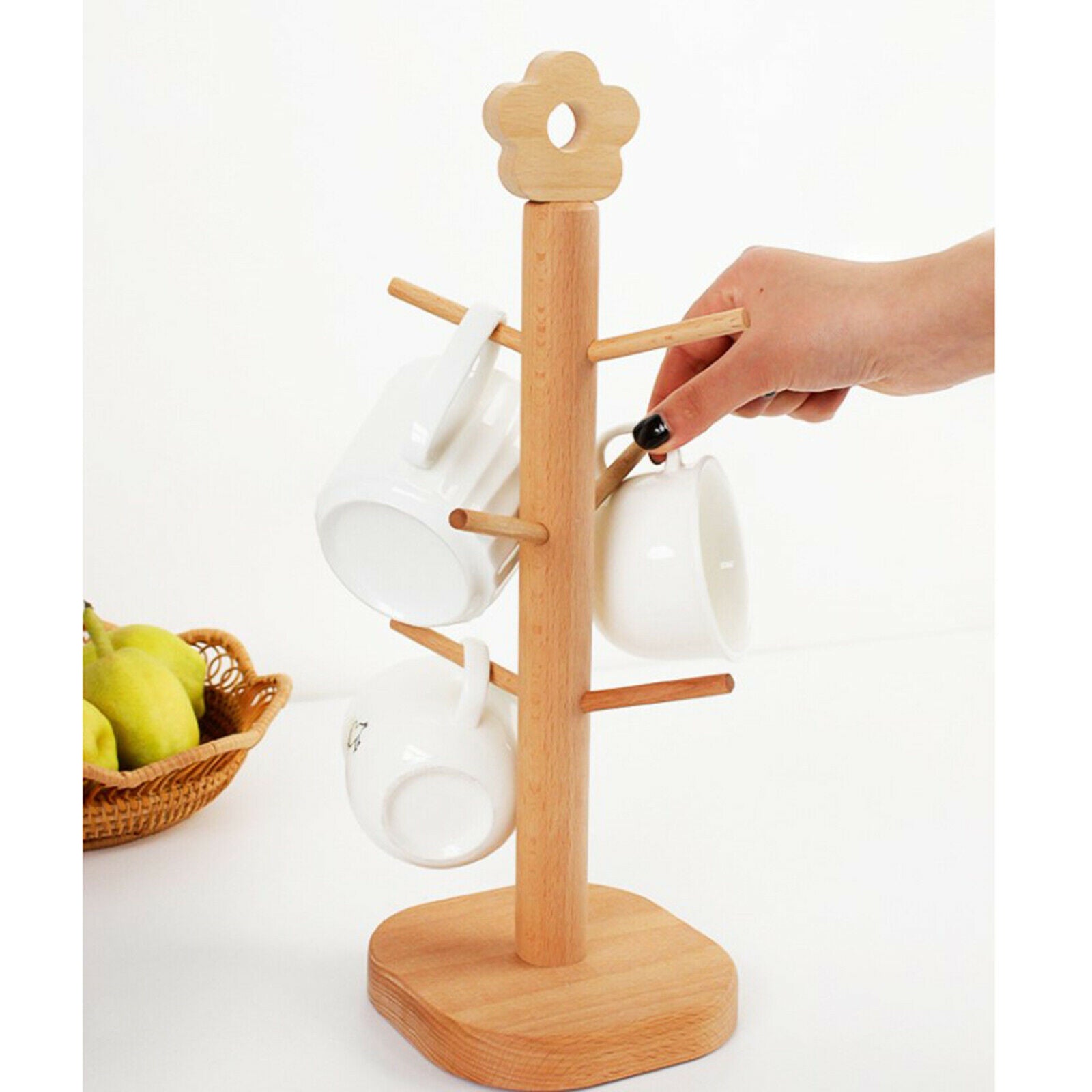 Tree Rack Mug Cup Holder Wooden Tea Stand Cup Storage Kitchen Supplies
