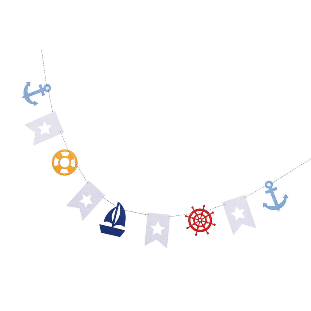 Nautical Style Felt Bunnting Garland for Baby Shower Party Decor
