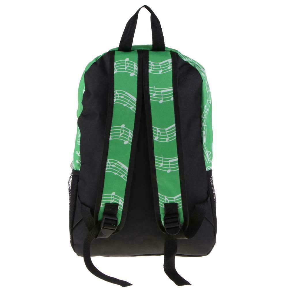 Piano Keyboard Music Note Backpack School Bag Shoulder Travel Daypack Green