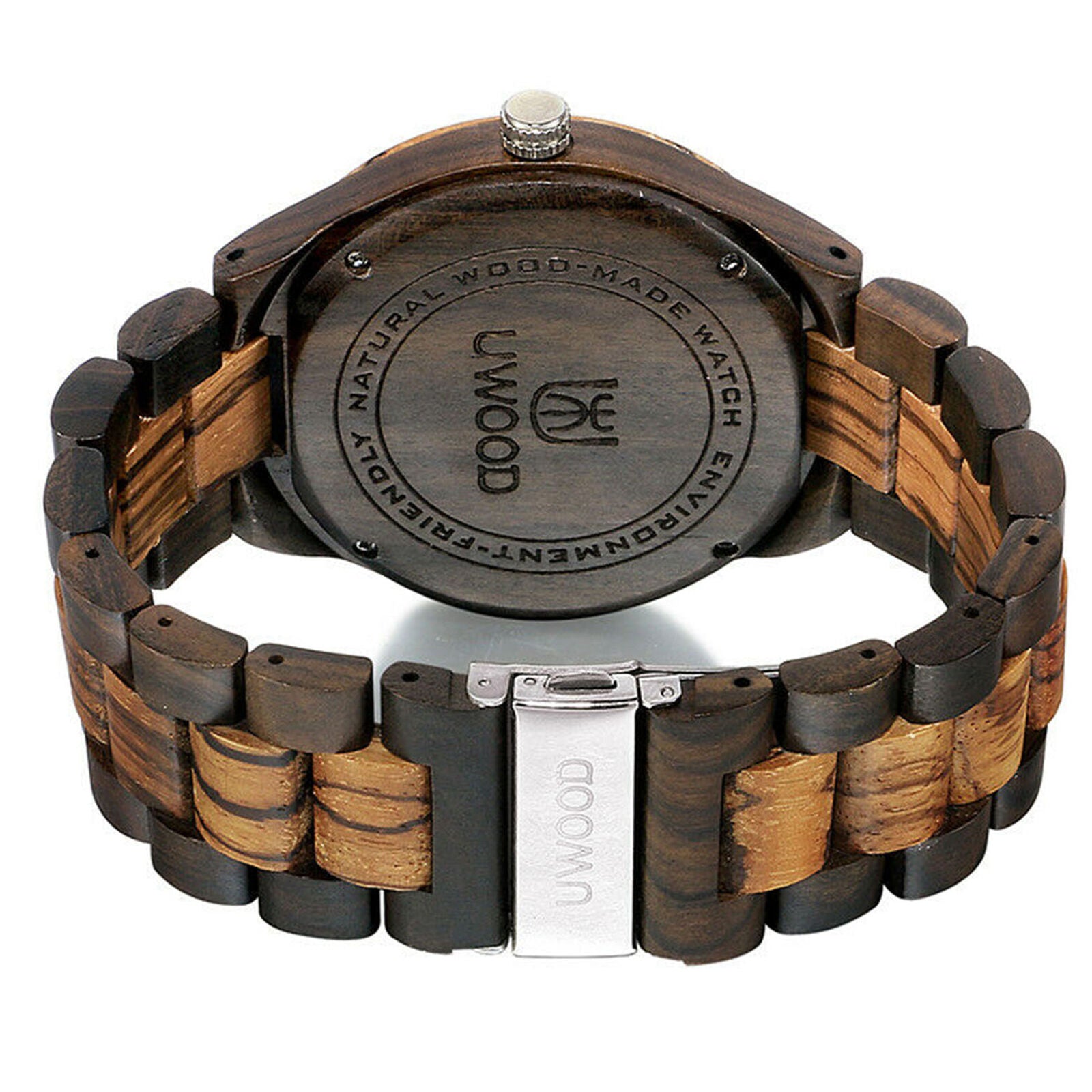 Men's Luxury Wooden Watch Quartz Analog Display Solid Wooden Strap Watches
