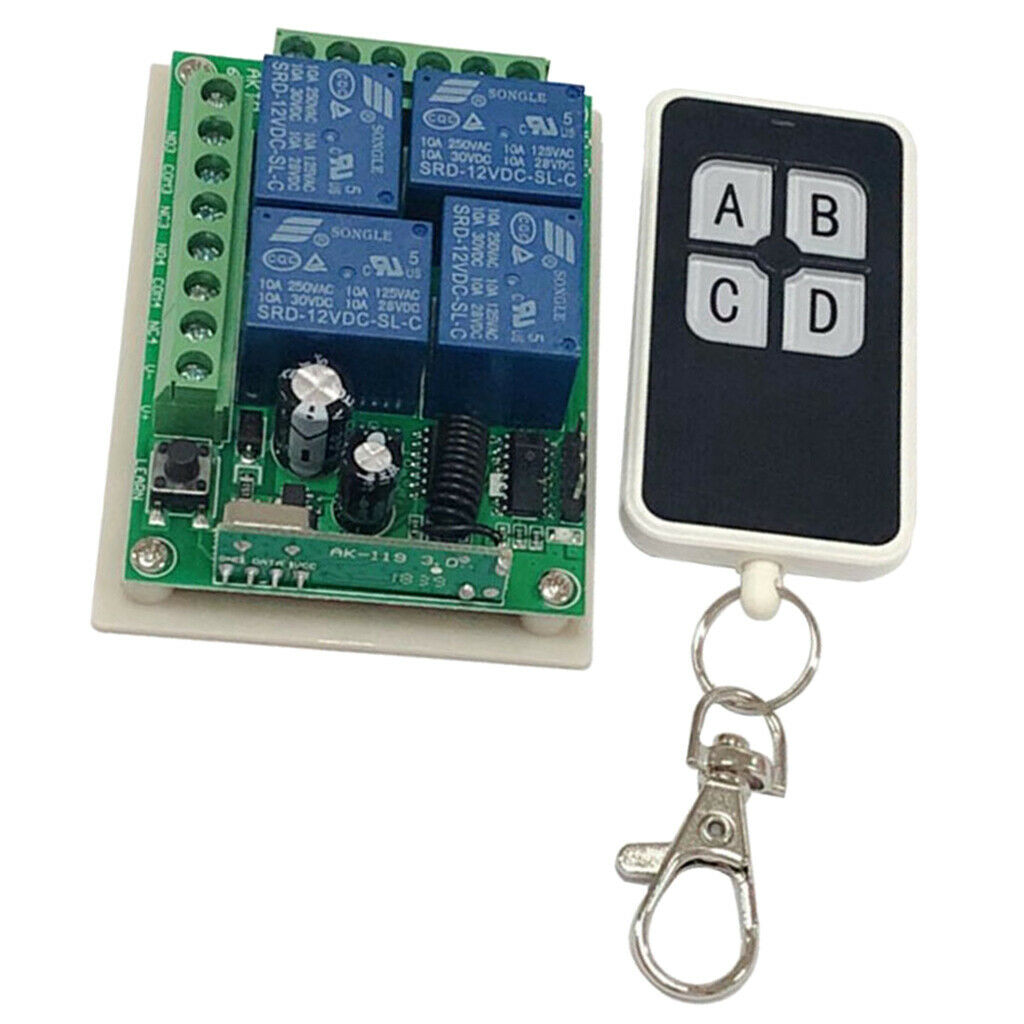 4Channel DC12V Wireless Relay Switch Module with 4-Button Remote Control #19