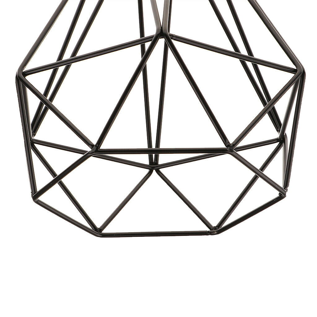Retro Metal Diamond Pendant Ceiling Fixture Light Lamp Bulb Cage Decor Black