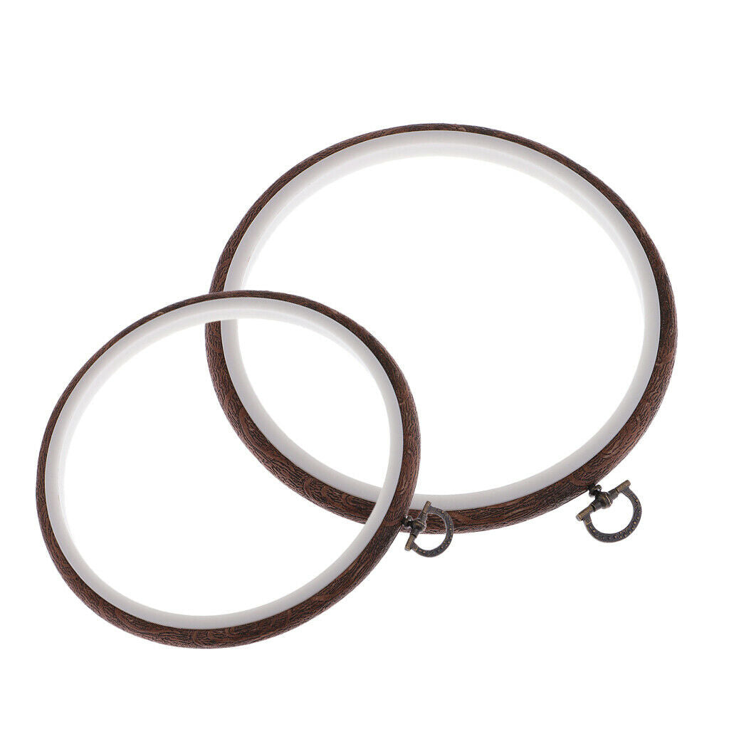 2Pcs Wood Cross Stitch Machine Embroidery Hoop Ring Sewing 11 15cm