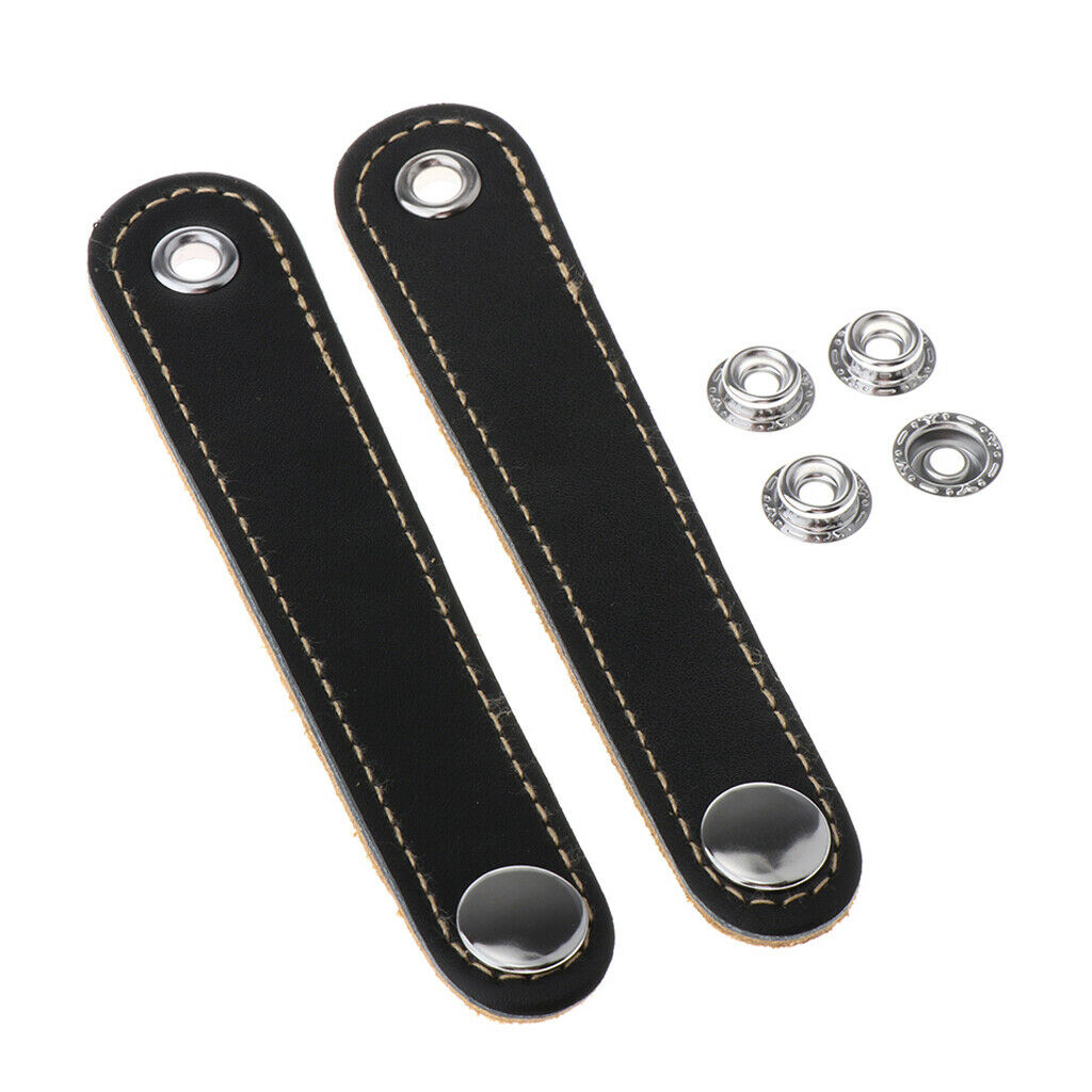 2pcs Adjustable Accordion Bass Bellows Belts PU Leather Cover in Black