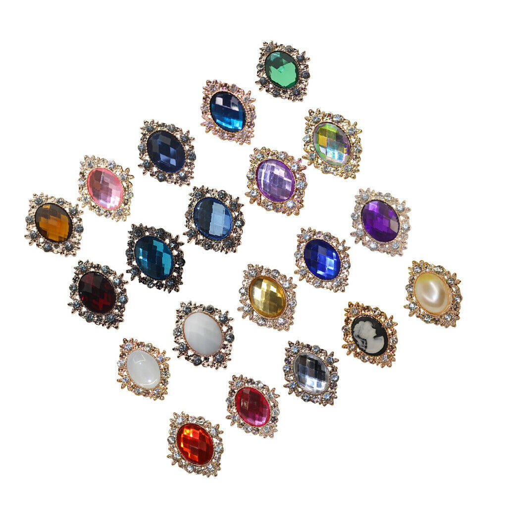 10x Crystal Rhinestone Button Flatback Cabochon Embellishments for Scrapbooking