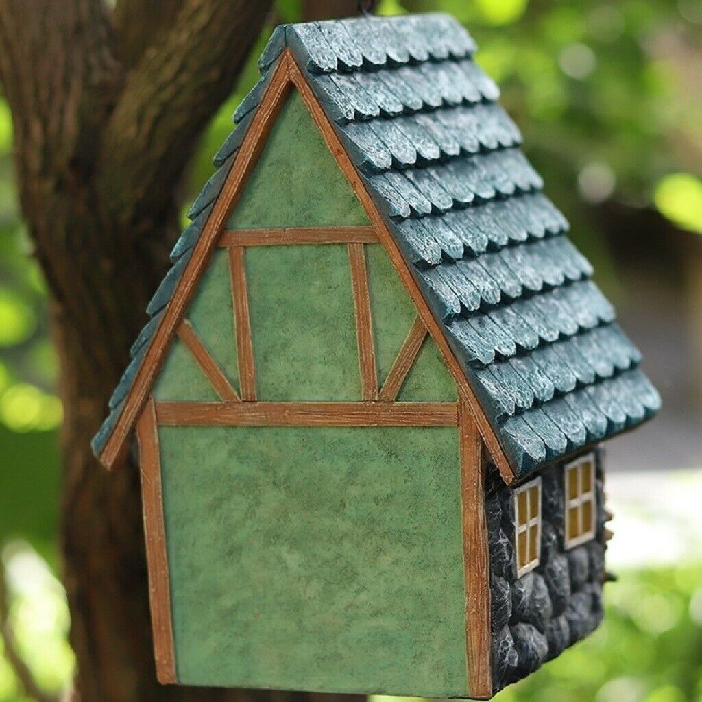 Hand-Painted Hanging Birdhouse Garden Cottages Bird House Outdoor for Small Bird