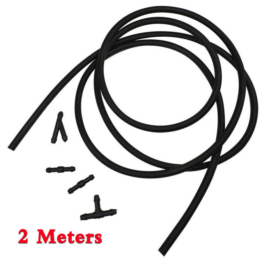 2M Windscreen Wiper Washer Jet Tube Pipe Hose Black w/Connectors For Nozzle Pump