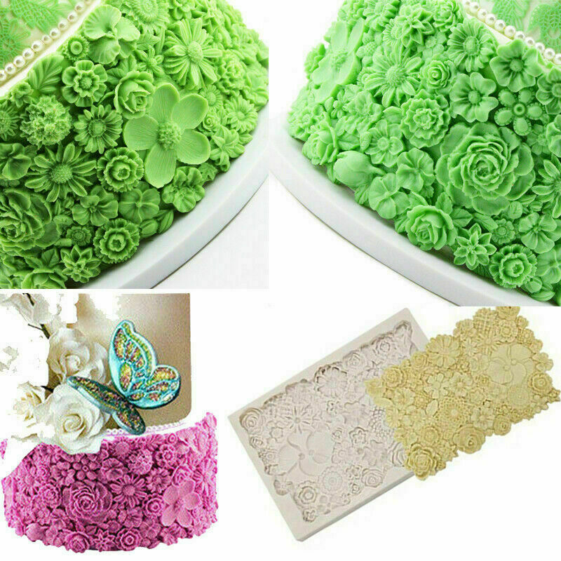 Flower Daisy Rose Silicone Cake Fondant Decorating Border Mould Baking Mold BDA